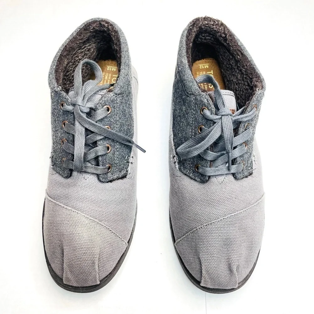 Toms Botas Highlands Mens Grey Wool Ridge Sherpa Lined Chukka Boots Size 12